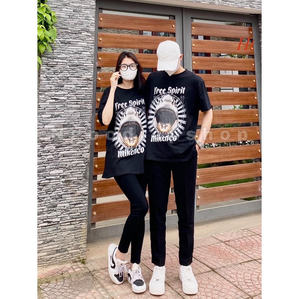 [RẺ VÔ ĐỊCH ] Áo Phông Cổ Tròn Nam Nữ Dập Hình Cá Mập Chất Cotton đủ size từ 38kg đến 65kg