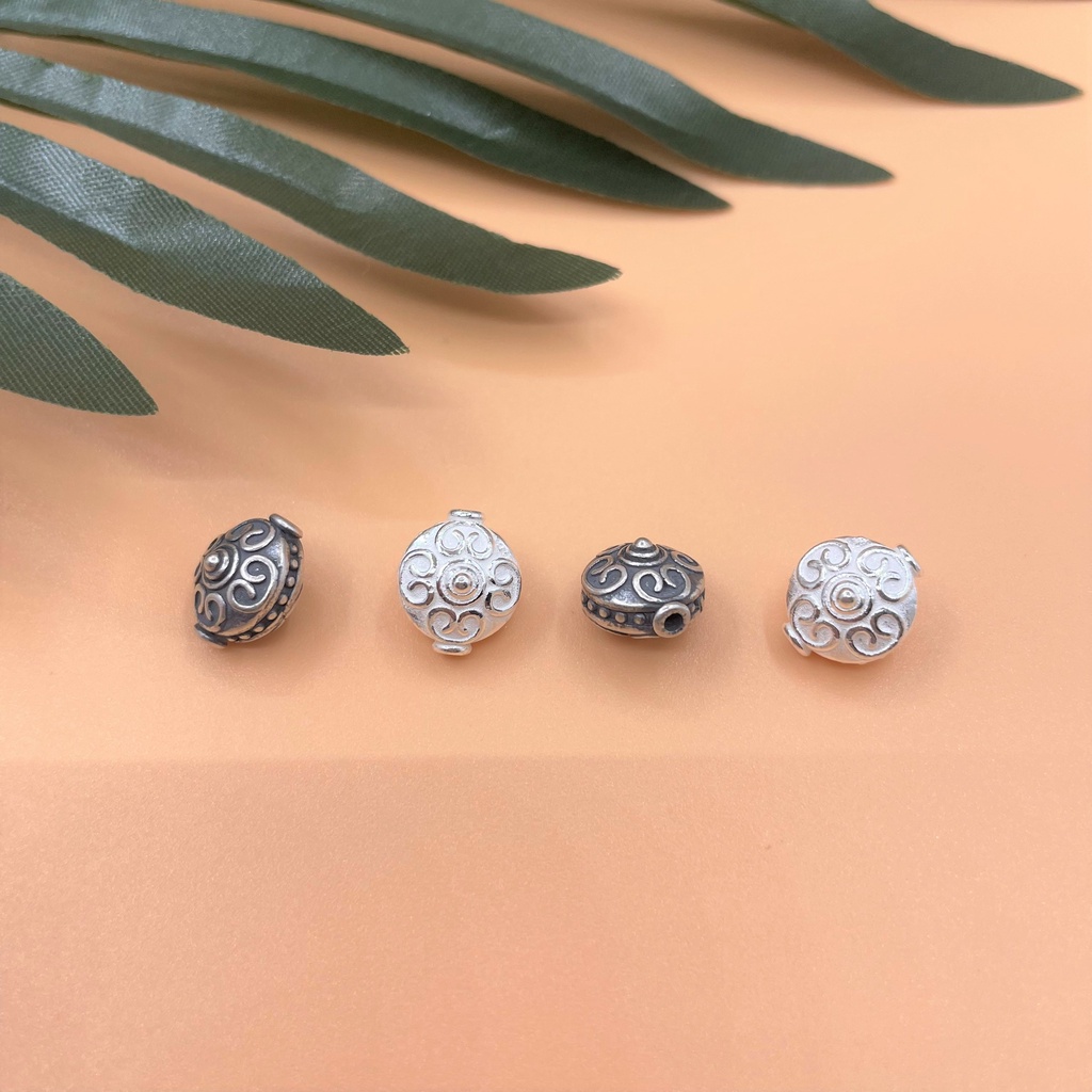 Charm nối hình oval có hoa văn 4 trái tim - Charm Bạc 925 - Mã CB805 CA727