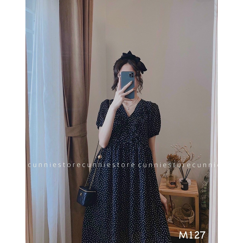 Đầm Bầu Thiết Kế Hoa Nhí Cổ Tim Bèo Chất lụa Hoa Siêu Mát freesize Dưới 70kg