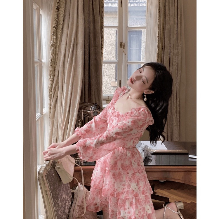 (Free ship) Hàng Quảng Châu Mới Ra Kho -- Mẫu Đầm Voan Tay Dài Dáng Xòe Siêu Dễ Thương UP HHP Fashion