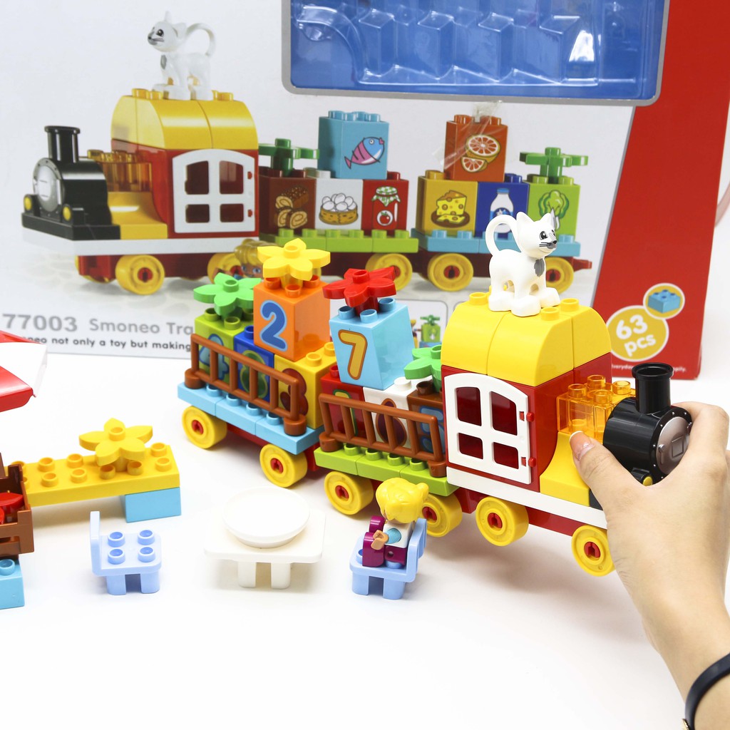 Đồ chơi lắp ghép smoneo duplo xếp hình Tàu Hỏa - 55 mảnh ghép Toyshouse -77001