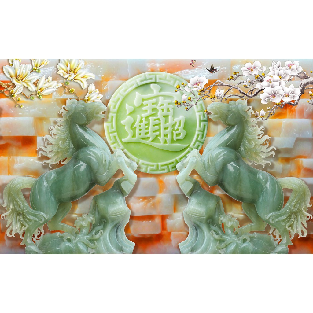 Tranh dán tường 3D Mã Đáo Thành Công - Tranh dán tường Bát Mã