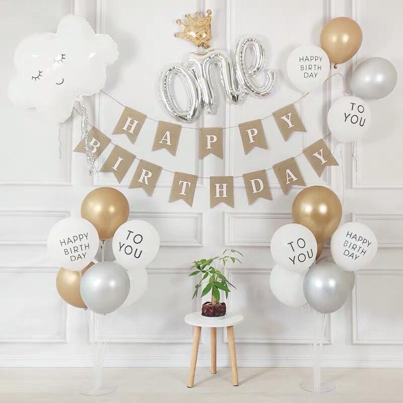 [Ảnh thật] Set trang trí sinh nhật phong cách Hàn Quốc xinh xắn dễ thương TẶNG KÈM bơm bóng, keo dán tùy combo