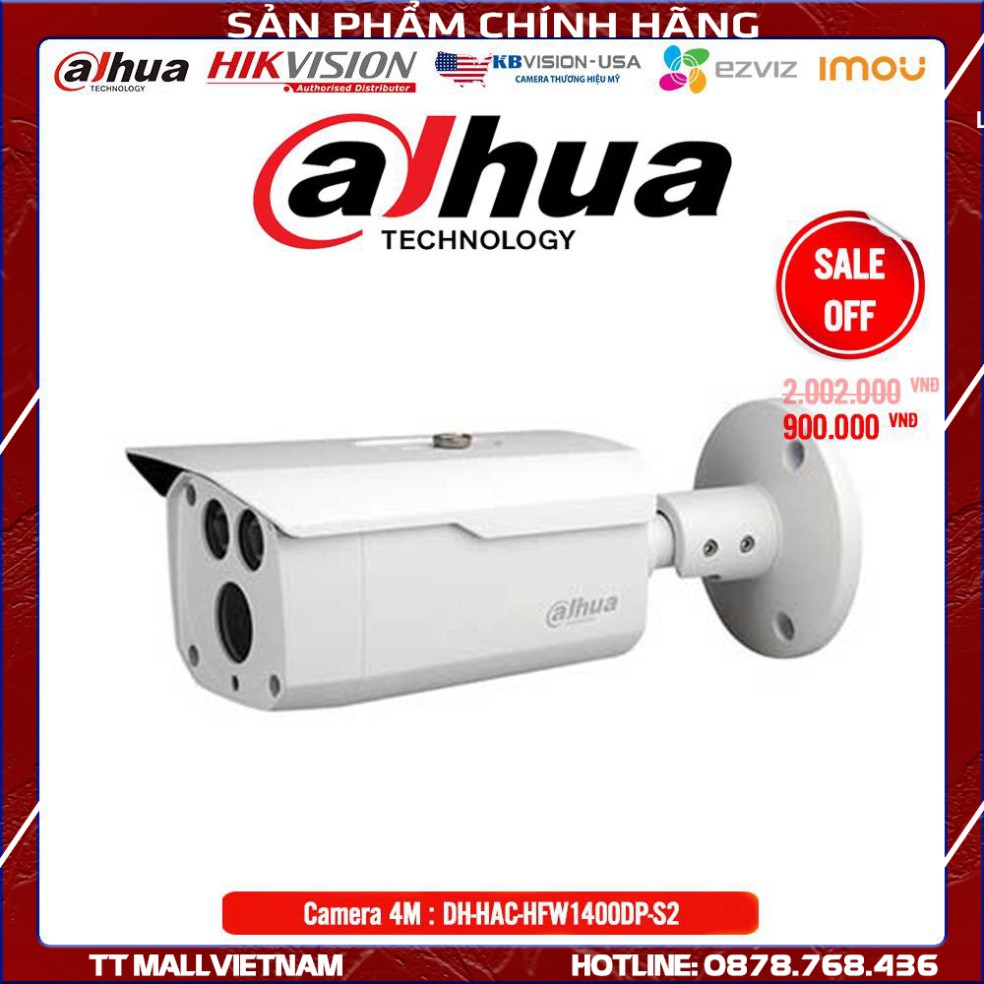Camera HDCVI 4MP Dahua HAC-HFW1400DP-S2- Bảo hành chính hãng 2 năm