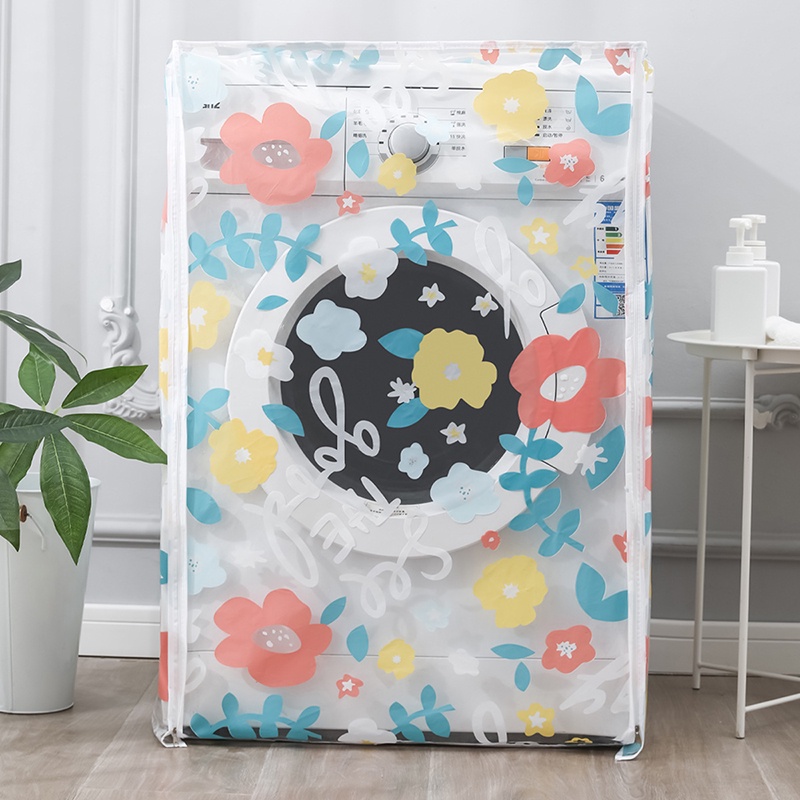 Vỏ Bọc Máy Giặt Chống Nước Chống Bụi Có Khóa Kéo In Họa Tiết Hoa Thông Dụng