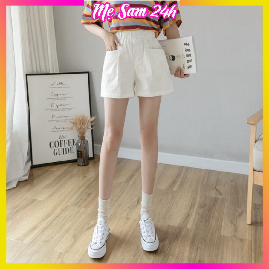 Quần short nữ cạp cao, quần đùi nữ ống rộng Mẹ Sam 24h, chất liệu kaki bền mát, form trẻ trung QH.52