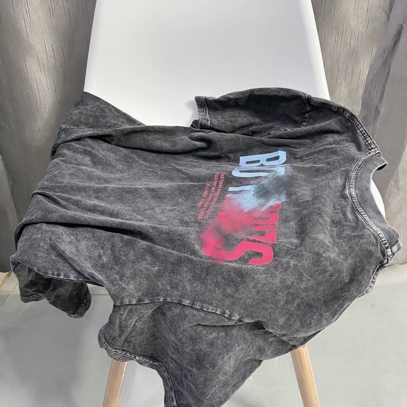 [sẵn ] Áo Thun Loang Cotton Wash Xám B@DHABIT ullzang [ ảnh thật &amp; sẵn ]