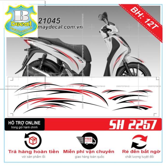 ( Quí khách vui lòng mang ra tiệm cho thợ dán ) Tem SH 2019 CHỈ ĐỎ TRẮNG ĐEN [Bi Decal]