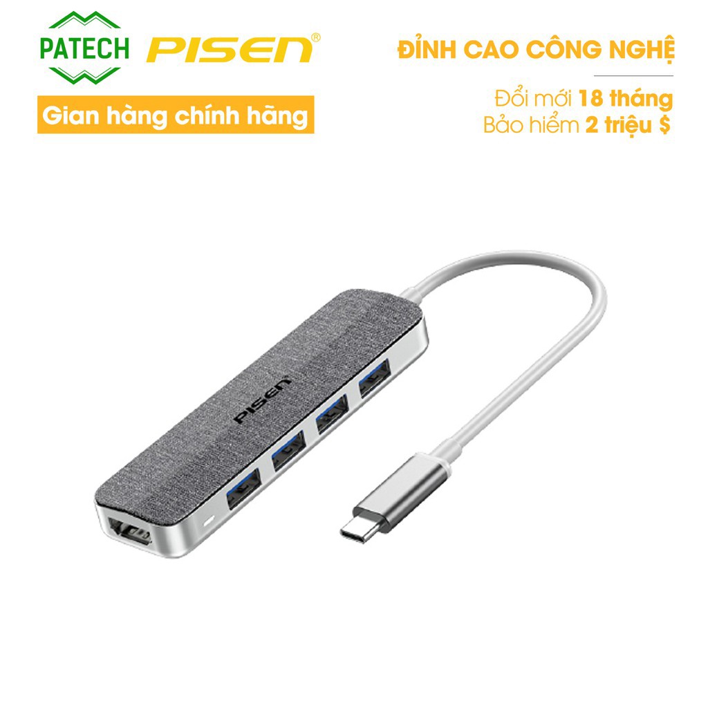 Đầu chuyển PISEN Type-C 10 trong 1 (LS-RDK-DS05) - Hàng chính hãng