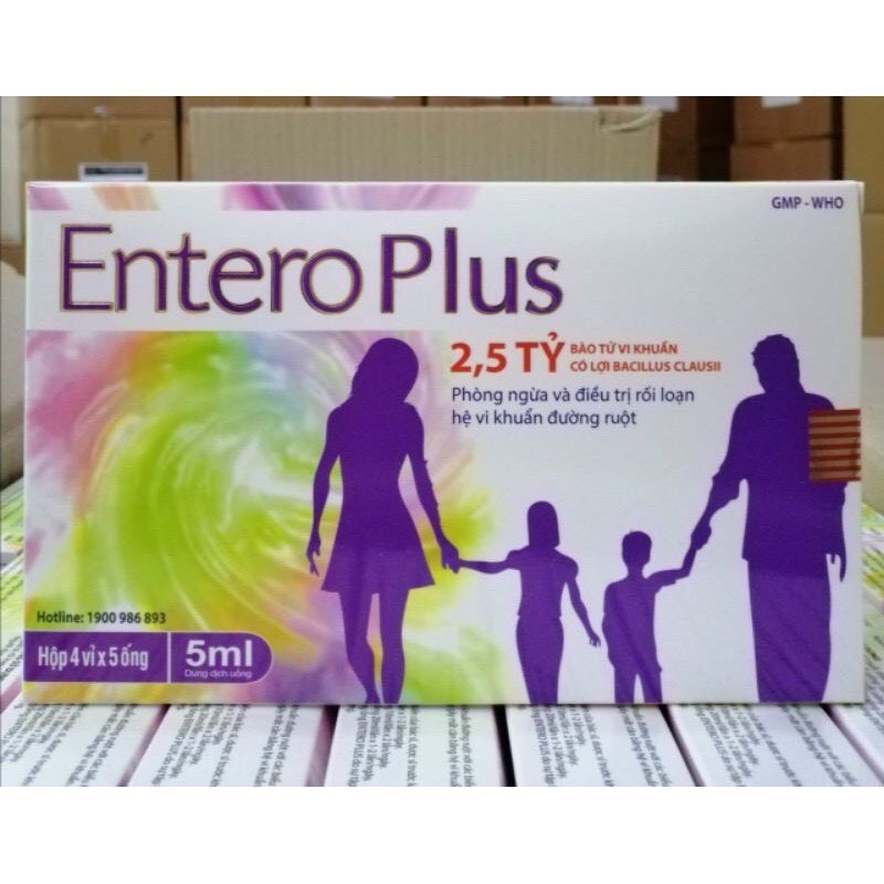 Men vi sinh Entero Plus (Màu Tím) cân bằng hệ vi sinh đường ruột - Hộp 20 ống