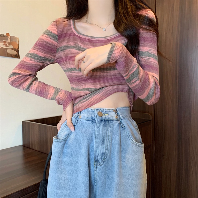 Áo sweater SUXI dệt kim tay dài dáng ôm dễ phối đồ thời trang mùa thu cho nữ