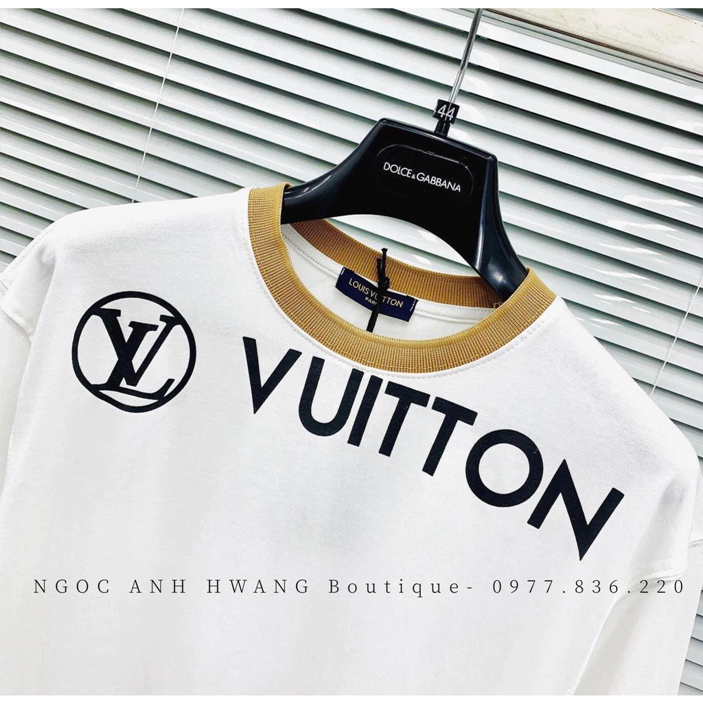 Áo thun unisex, Áo phông lé cổ LVcổ tròn chất cotton siêu mát và thấm mồ hôi