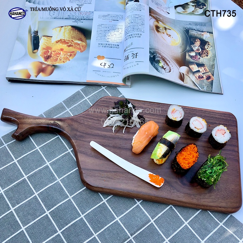 Thìa vỏ xà cừ - xúc trứng cá hồi /ăn kem/xúc gia vị/thìa cafe/decor - CTH735