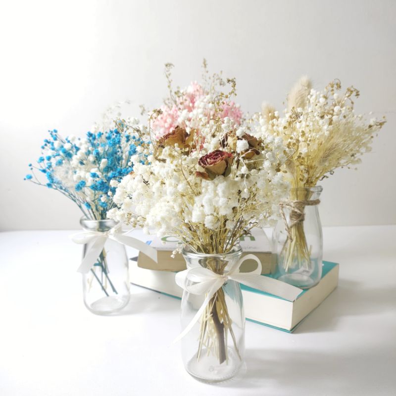 Lọ Hoa Khô Trang Trí Bàn Làm Việc, Lọ Hoa Baby Decor Dễ Thương