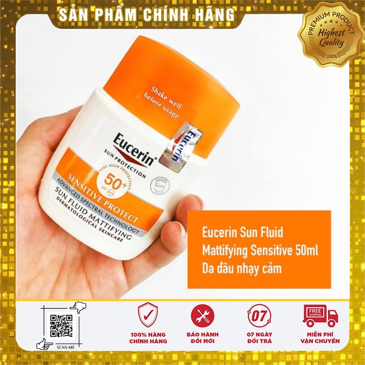 [FREE SHIP] ✅ Kem Chống Nắng Eucerin Sun Fluid Mattifying Sensitive SPF 50+ 50ml