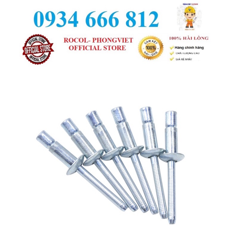 50c đinh rive thép đầu ống 4.8x10, 4.8x14