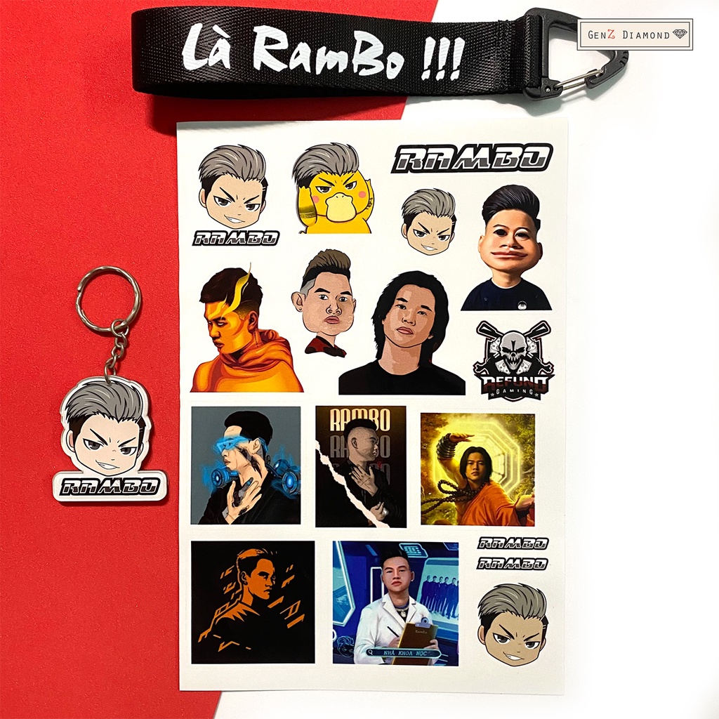 Set Sticker Rambo, Logo Rambo Lâm Đình Khoa, Team Refund Mới Nhất 2022, Dán Trang Trí Điện Thoại, Laptop, Vali...