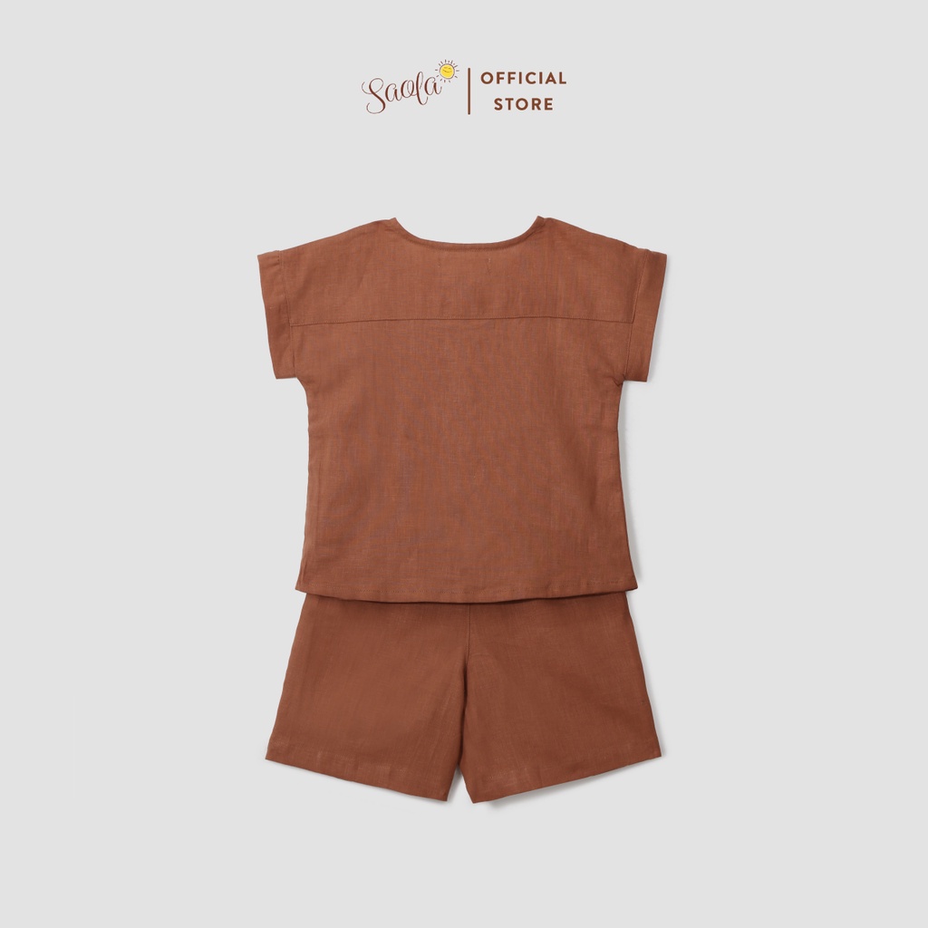 Bộ Quần Áo Cộc Tay Cao Cấp Cho Bé Trai Chất Liệu Linen Mềm Nhẹ (Size Từ 1-6 Tuổi) - SEL010 - SAOLA CLOTHING