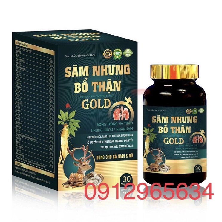 Viên uống Sâm nhung bổ thận Cordycep Cyster Max Gold hỗ trợ bổ huyết tăng lực bổ thận cho cả nam và nữ chính hãng 30v