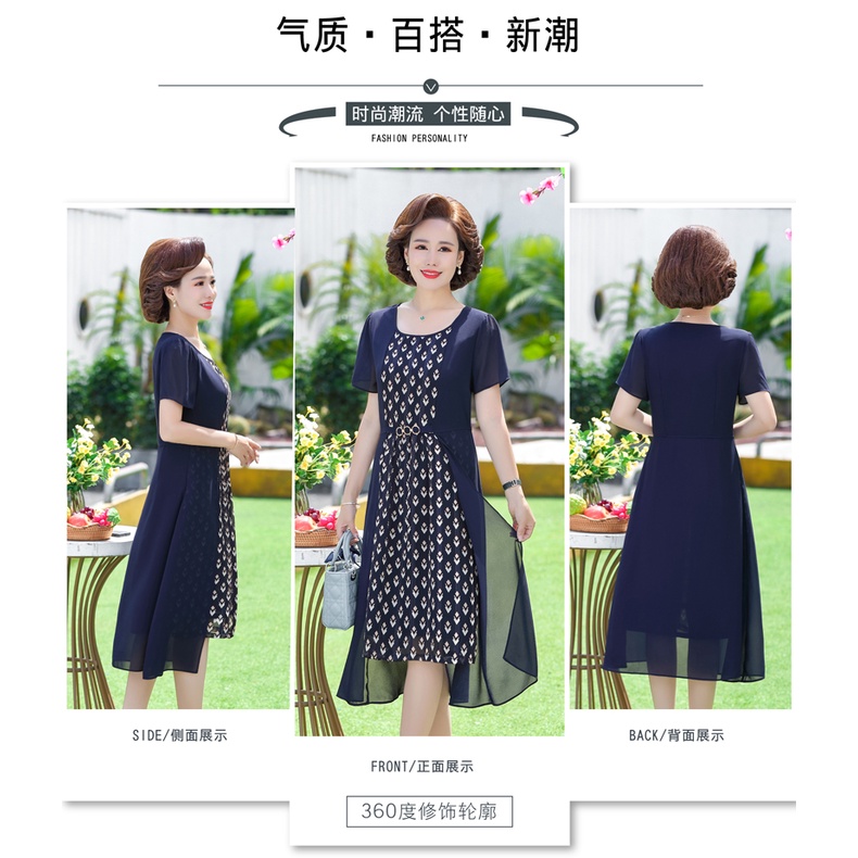 Đầm Chiffon Dáng Ôm Thời Trang Mùa Hè Phong Cách Phương Tây Cho Phụ Nữ Trung Niên 2022