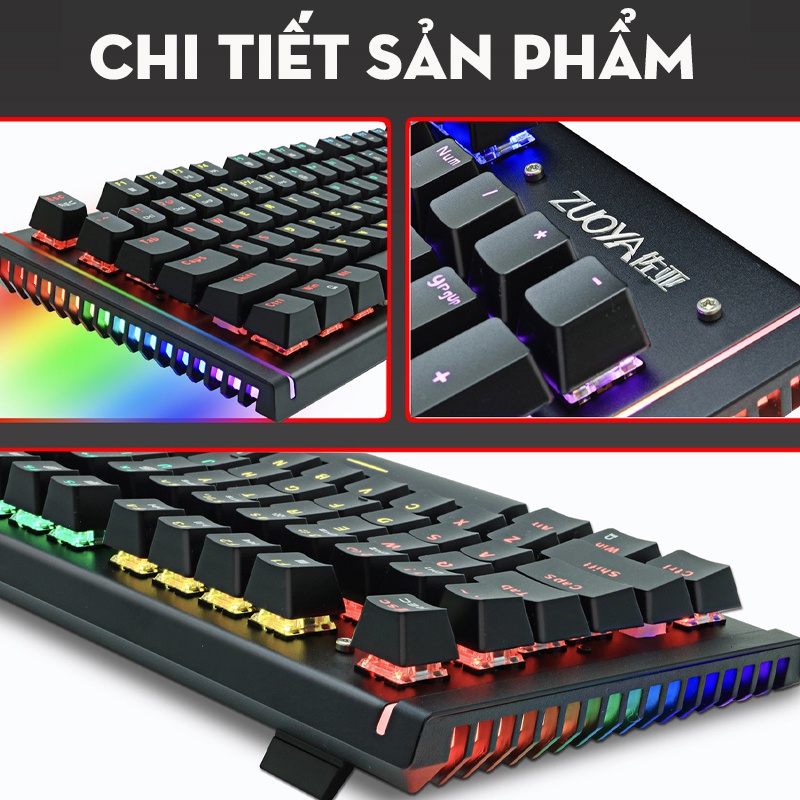 Bàn phím cơ giá rẻ X61 đèn LED RGB chạy viền cực đẹp blueswitch gõ cực nhạy thiết kế bao chất nhiều chế độ sáng