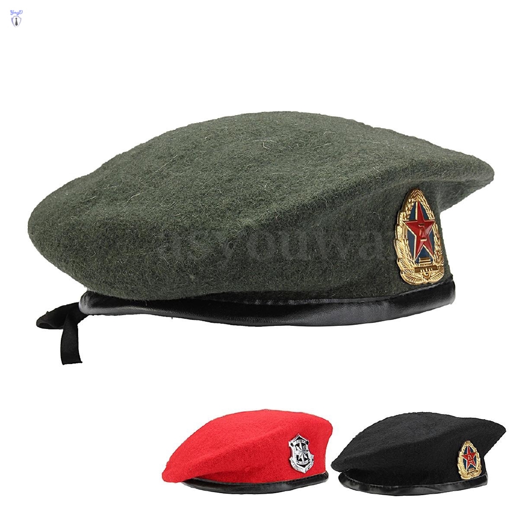 Nón Beret Vải Dạ Phong Cách Quân Đội Vintage Cho Nam Và Nữ