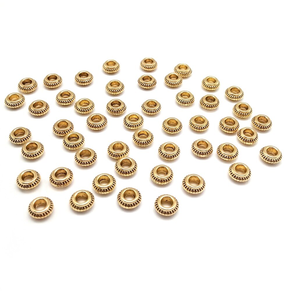 Bộ 50 Hạt Kim Loại Beadia Hình Tròn Kích Thước 7x3mm Dùng Làm Trang Sức DIY