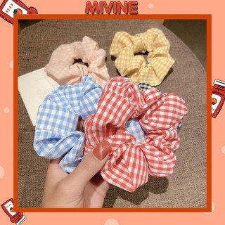 Dây chun buộc tóc vải scrunchies caro hàn quốc cực đẹp SC01