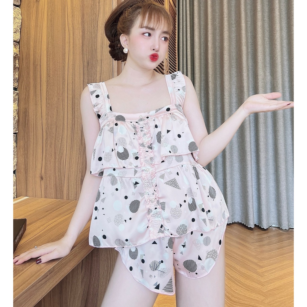 Bộ Đồ Ngủ SOJUN vải Latin 2 tầng đính nút dưới 70Kg