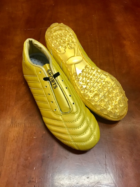 Giày Đá Bóng 3 sọc đế trong màu vàng đồng