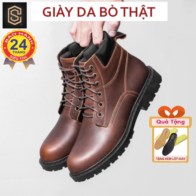 Boots cao cổ giày da nam CHEAPSTORE CS624 da bò thật cao cấp nhập khẩu