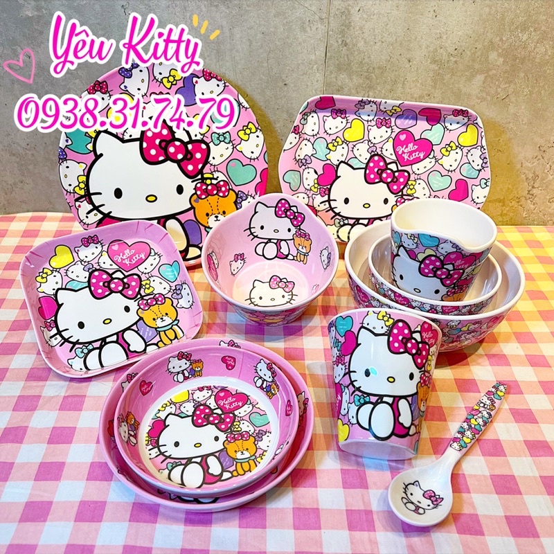 TÔ CHÉN DĨA LY HELLO KITTY (KITTY GẤU)