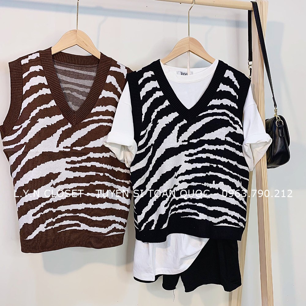 Áo gile len ngựa vằn ulzzang hàng Quảng Châu 2 màu G15L Lyn Closet [FreeShip]