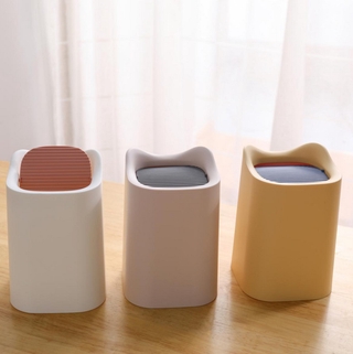 Desktop fun cute cartoon high quality creative small trash can plastic debris container office basket trash can