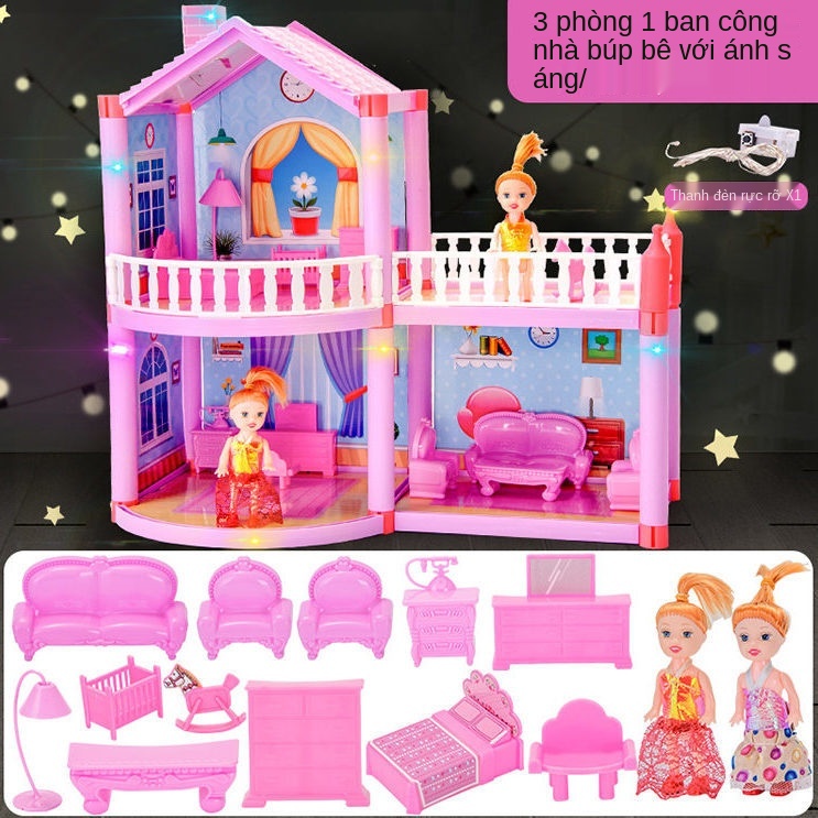 G Công chúa Ngôi nhà Cô gái Chơi Đồ Mô phỏng Lâu đài Barbie Bộ hình Biệt thự Quà tặng sinh nhật cho Trẻ em