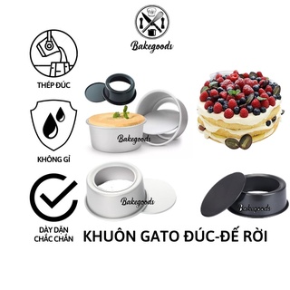 KHUÔN LÀM BÁNH GATO HÌNH TRÒN ĐẾ RỜI 16/18/20cm - Màu đen/trắng, hợp kim nhôm đúc dày dặn, hấp thụ nhiệt tốt
