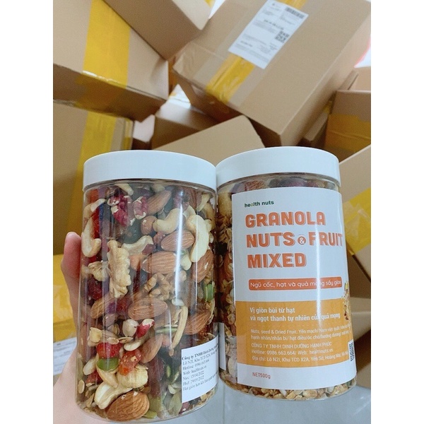 Ngũ cốc Granola siêu nhiều Hạt Quả 500g. 4 hương vị matcha, chocolate, không yến mạch