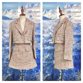 Set áo khoác lửng và chân váy chữ a tweed -setmau03