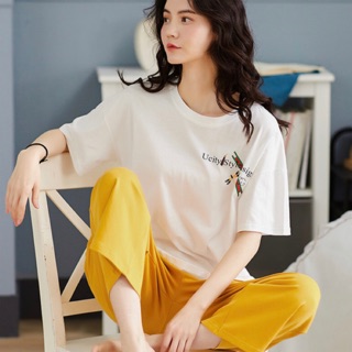 Đồ bộ nữ, quần dài, chất liệu cotton cao cấp mát mẻ. Free size. Đồ mặc ở nhà lịch sự có thể kết hợp đi ra ngoài rất tiện