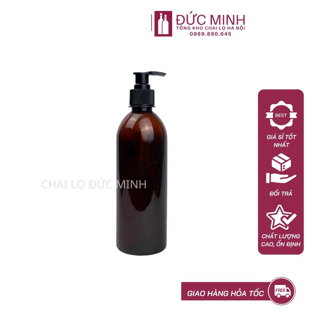 Chai chiết dầu gội 500ml màu xanh, nâu chai nhựa pet cứng [GIÁ Sỉ/ LẺ]