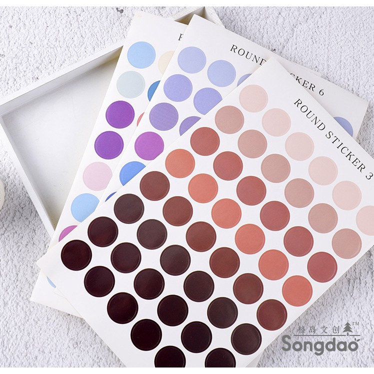 STICKER - Sticker 1 tấm COLOR ROUND / Sticker tròn nhiều tone màu