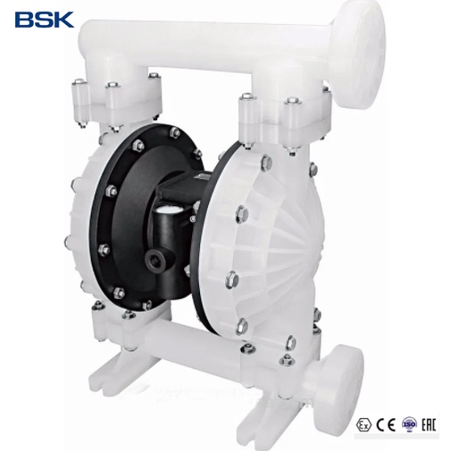 Bơm Màng Khí Nén BSK-USA 2 Inch BA50PP-PTT4-C thân nhựa, bơm bùn thải cấp cho máy ép bùn khung bản, bơm hoá chất ăn mòn,