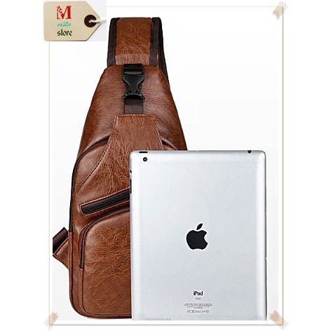 Túi đeo chéo da nam cao cấp thời trang hàn quốc có cổng sạc USB + lỗ tai nghe Hot 2019 - M01