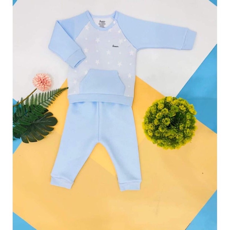 Bộ quần áo dài tay trần bông cúc vai Avaler cho bé