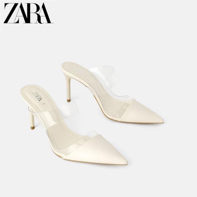 Giày sục zara mica quai trong bít mũi nhọn xuất dư fullbox tag mác