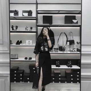 CHÂN VÁY MIDI XẺ TÀ