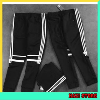 QUẦN THỂ THAO NAM ĐEN SỌC TRẮNG NGANG, DỌC (MÃ DA333)