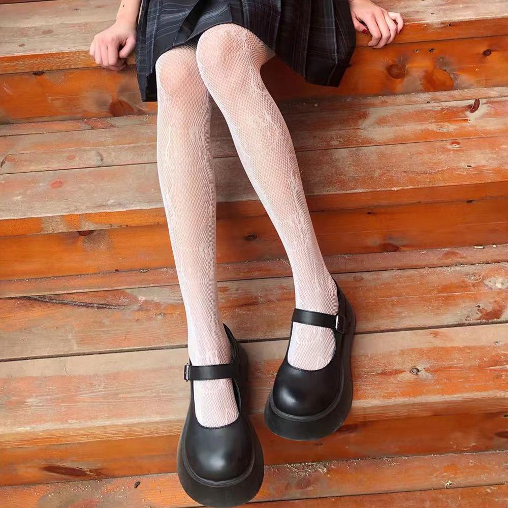 Quần Tất Lưới Trong Suốt Họa Tiết Mèo Kitty Phong Cách Lolita