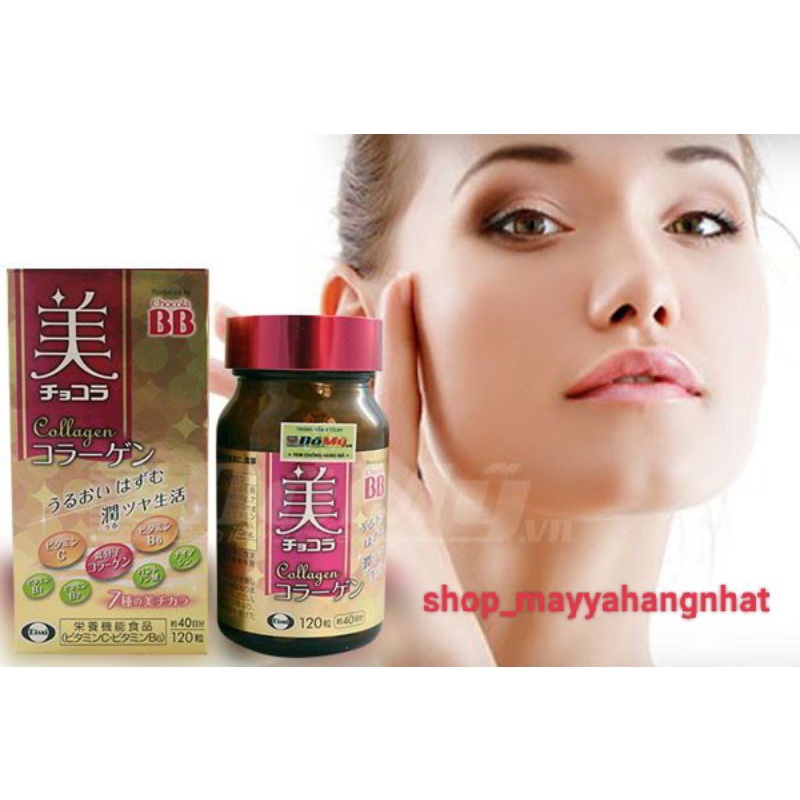 VIÊN UỐNG HỖ TRỢ ĐẸP DA, GIẢM MỤN BB CHOCOLA COLLAGEN NHẬT BẢN 120 VIÊN