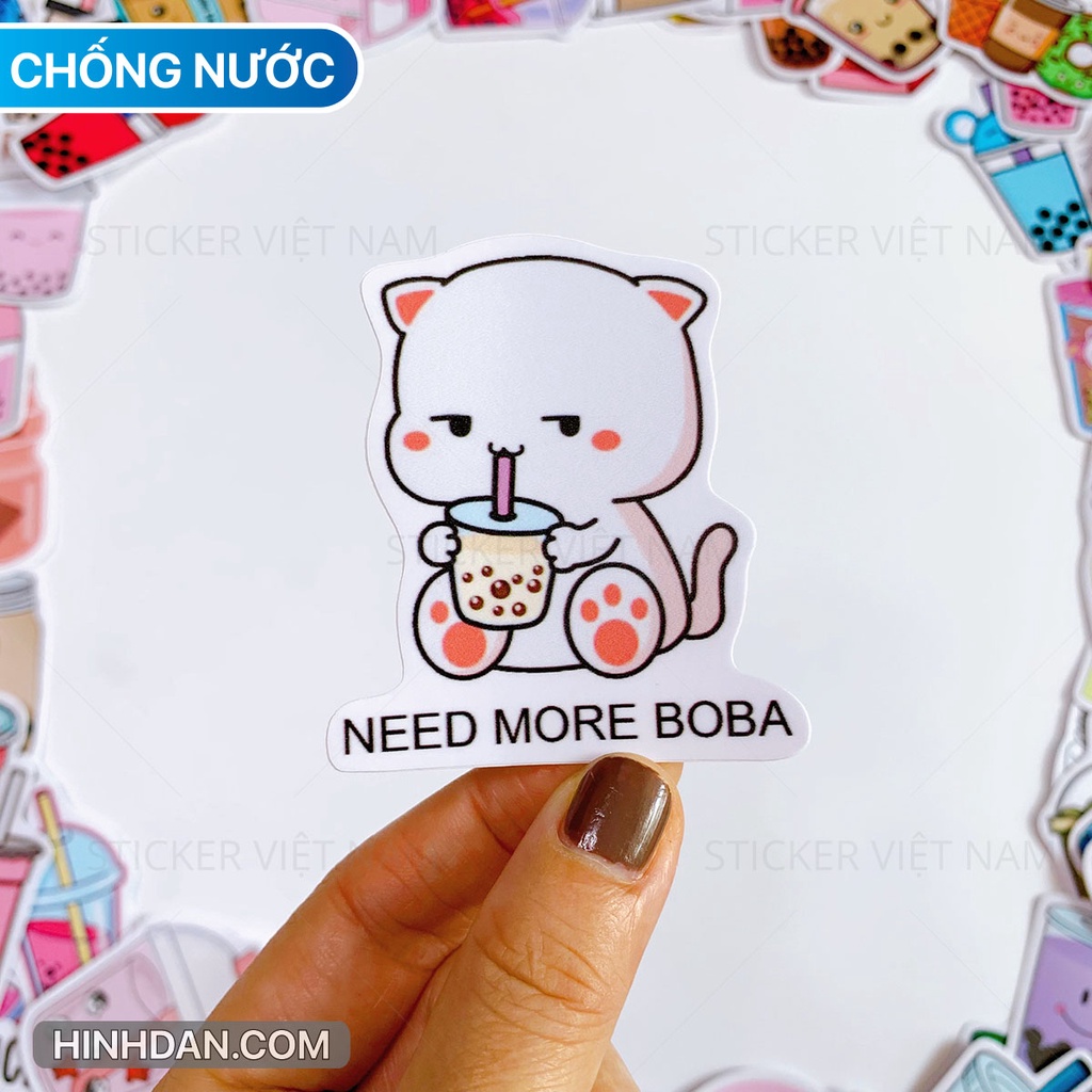 [Trà Sữa Cute Stickers] Hình Dán Chống Nước Chất Liệu PVC Chất Lượng Cao Trang Trí Nón Bảo Hiểm | Sticker Việt Nam